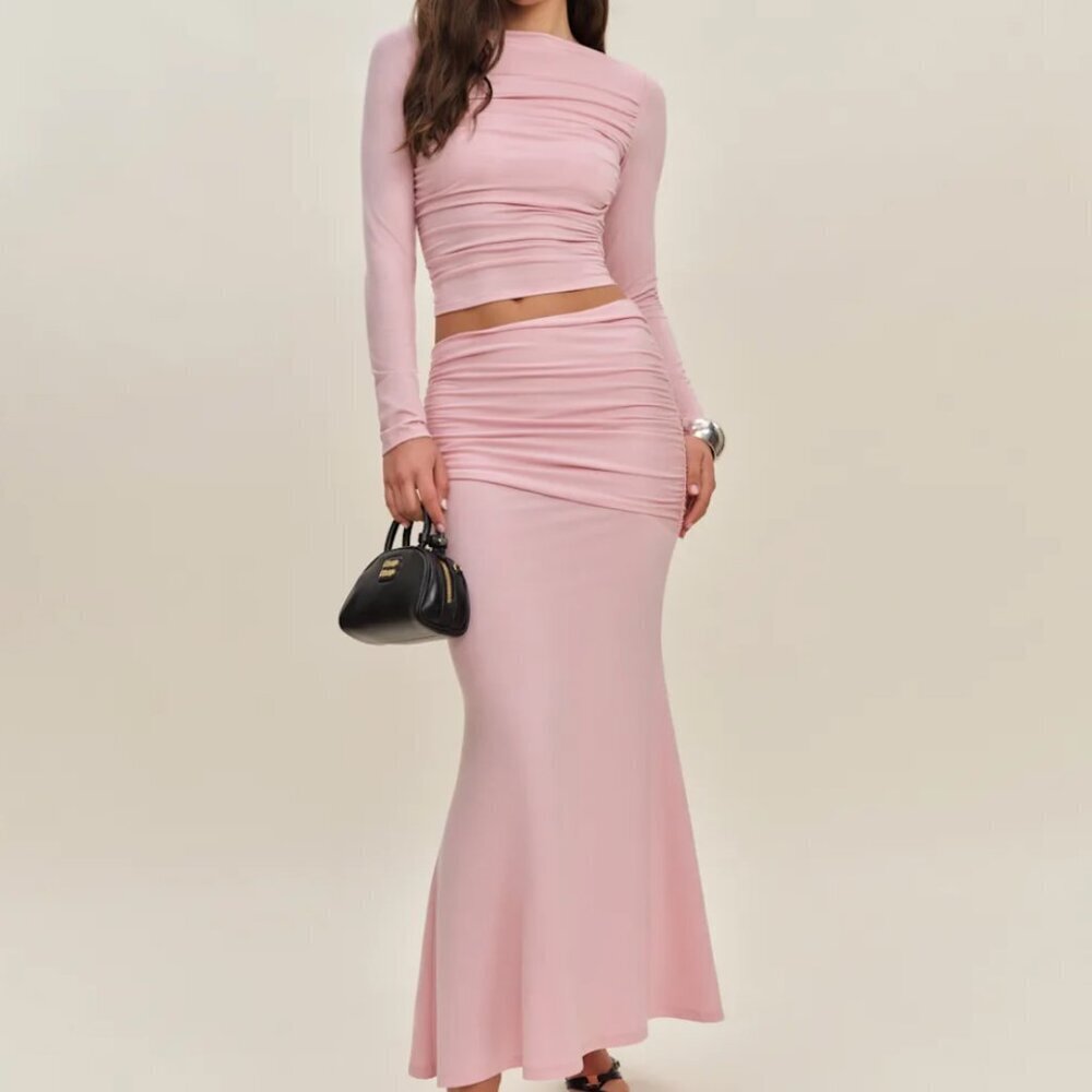 Reformation Emi Knit Two Piece Pink - Size XS